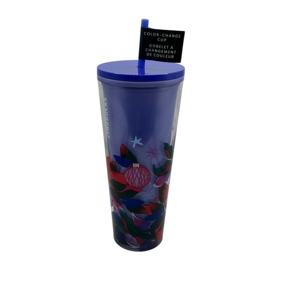 Starbucks Color Change Cup 24 oz Venti‎ Cold Cup With Straw Ornament Floral - Picture 1 of 4